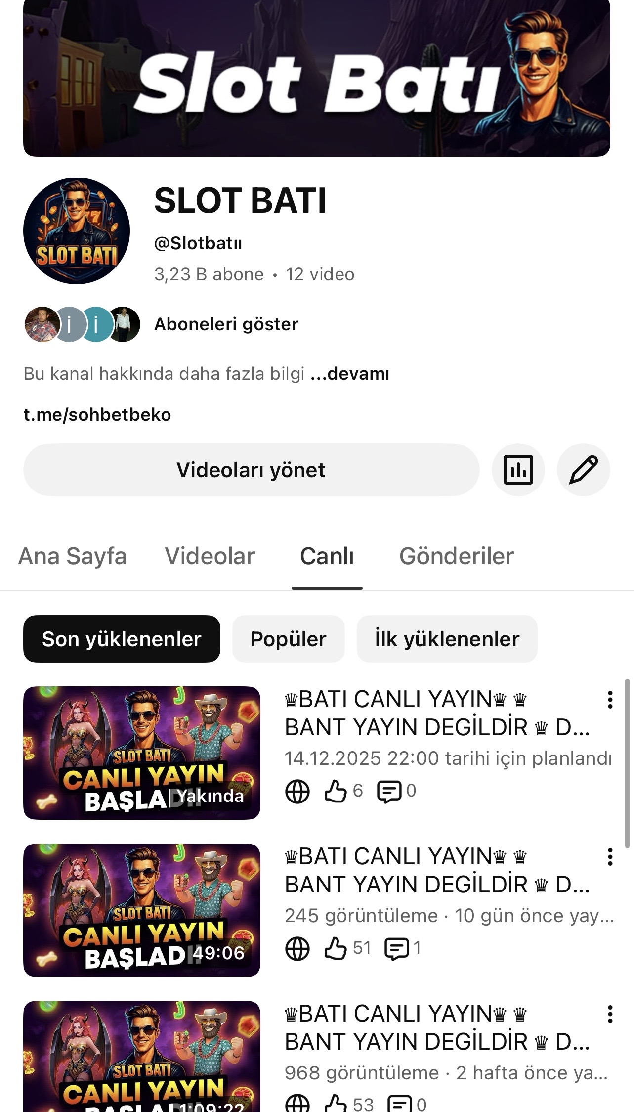 YENİ YOUTUBE KANAL BATI (250 coin)